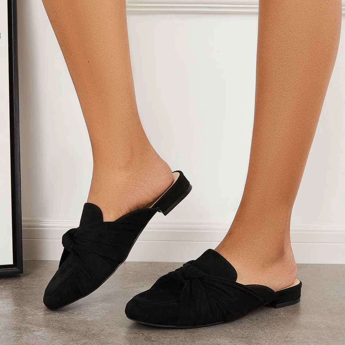 Bowtie Mules Slip Backless Loafers Handcrafted Compliance-certified Slide Heel Flat on