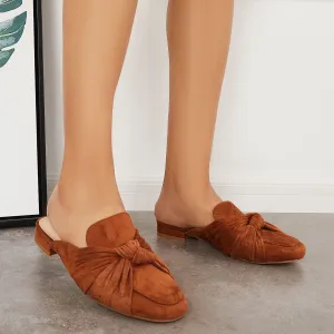Bowtie Mules Slip Backless Loafers Handcrafted Compliance-certified Slide Heel Flat on