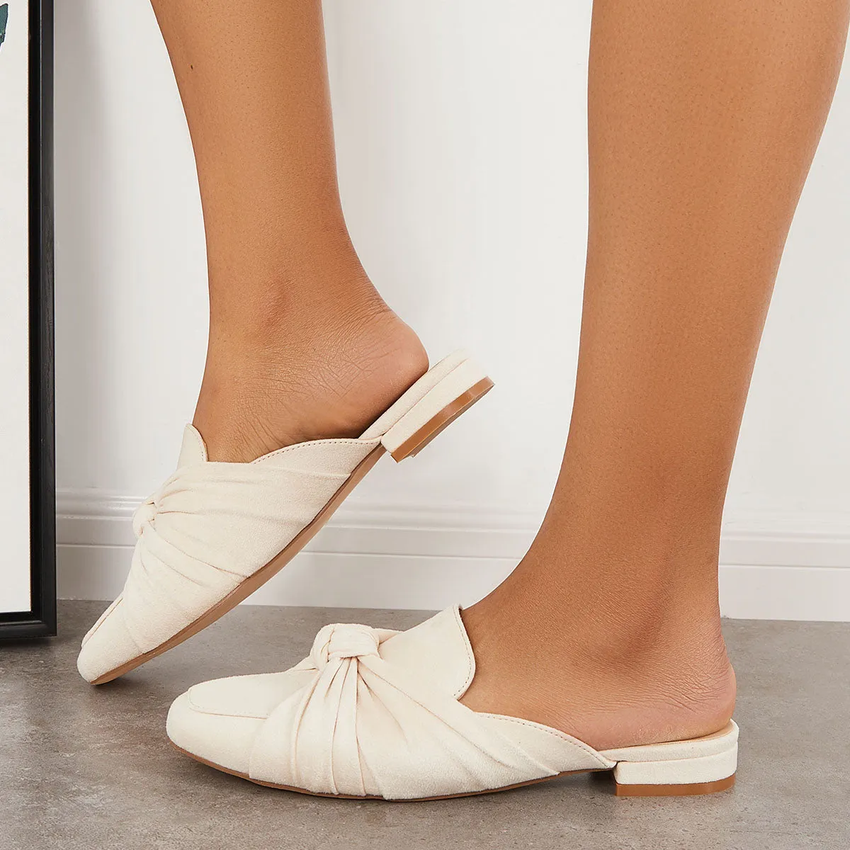 Bowtie Mules Slip Backless Loafers Handcrafted Compliance-certified Slide Heel Flat on