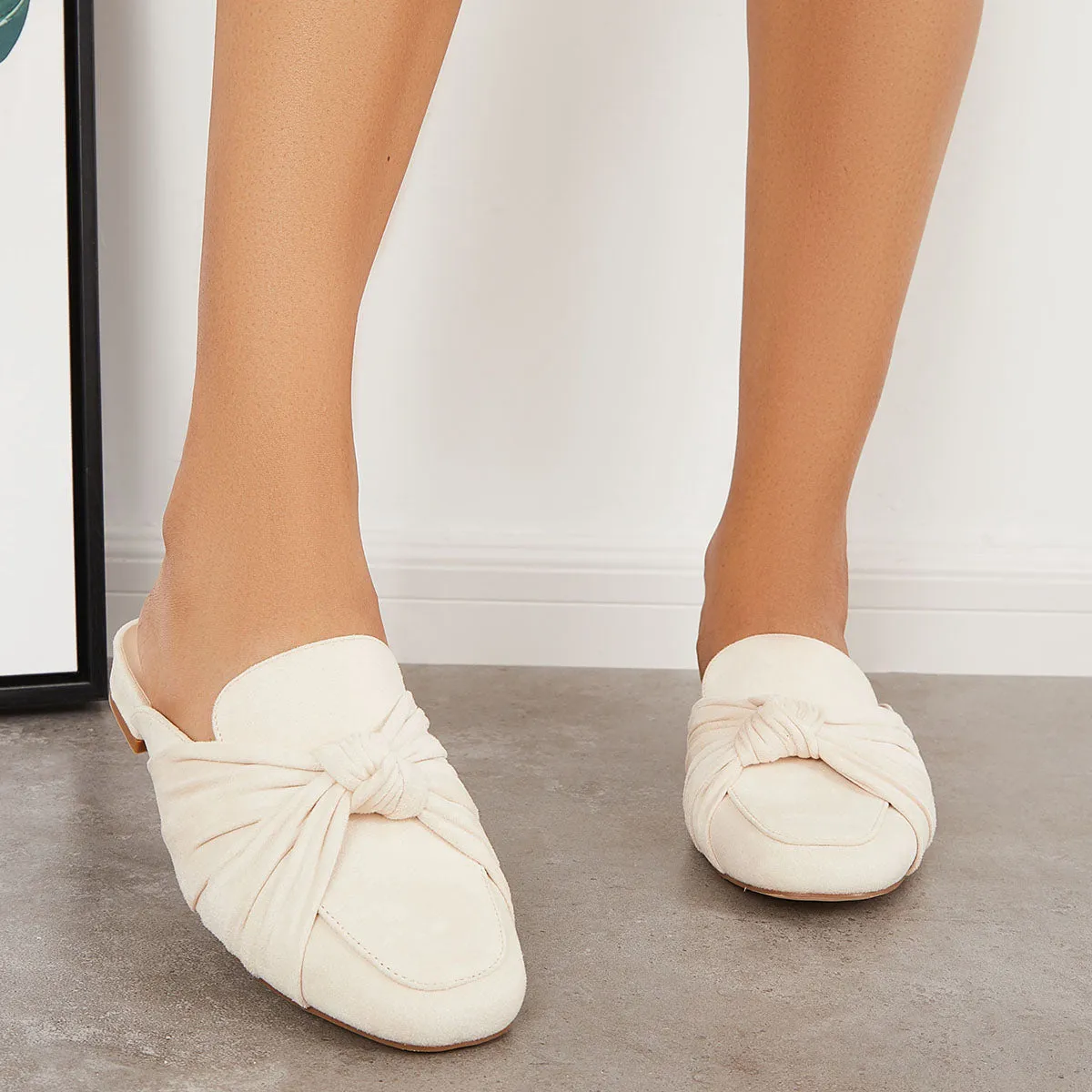 Bowtie Mules Slip Backless Loafers Handcrafted Compliance-certified Slide Heel Flat on