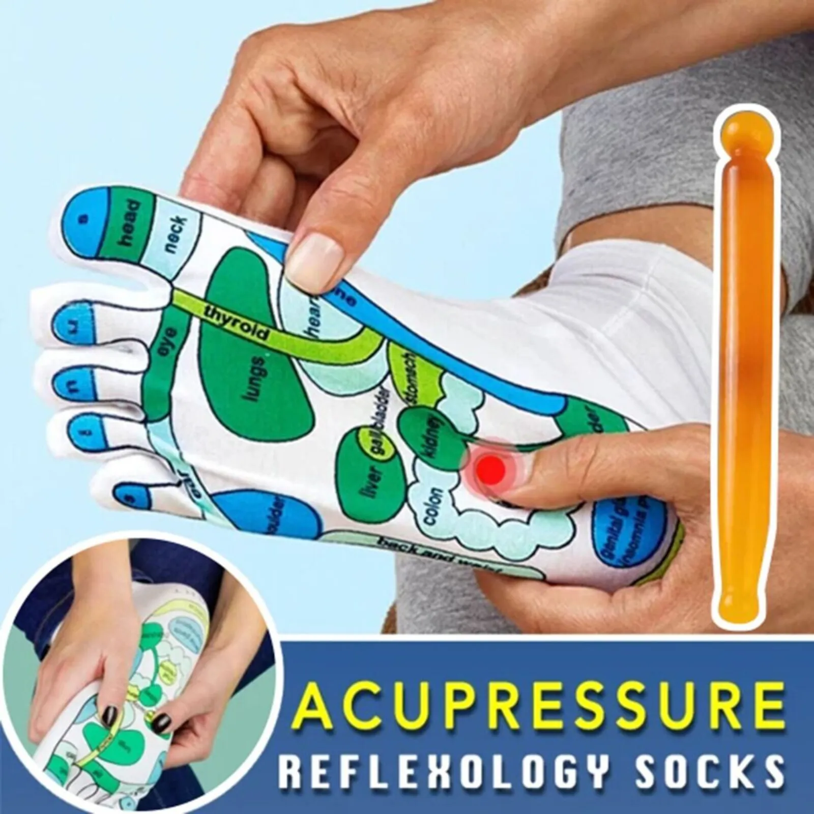 Breathable Sock Unisex Yoga Massage Anti Slip Foot Acupressure Reflexology