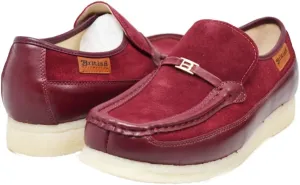 British Collection Power Plus Men Suede Comfortable Slip-on Shoes with Stunning Gold B Ornament