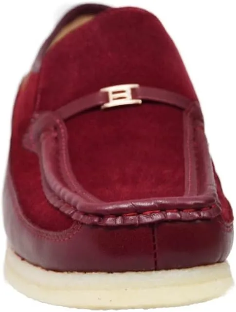 British Collection Power Plus Men Suede Comfortable Slip-on Shoes with Stunning Gold B Ornament