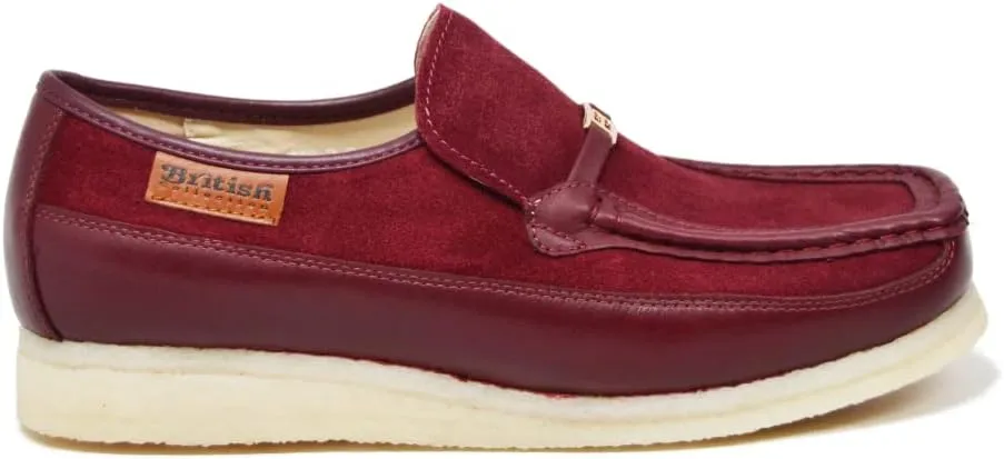 British Collection Power Plus Men Suede Comfortable Slip-on Shoes with Stunning Gold B Ornament