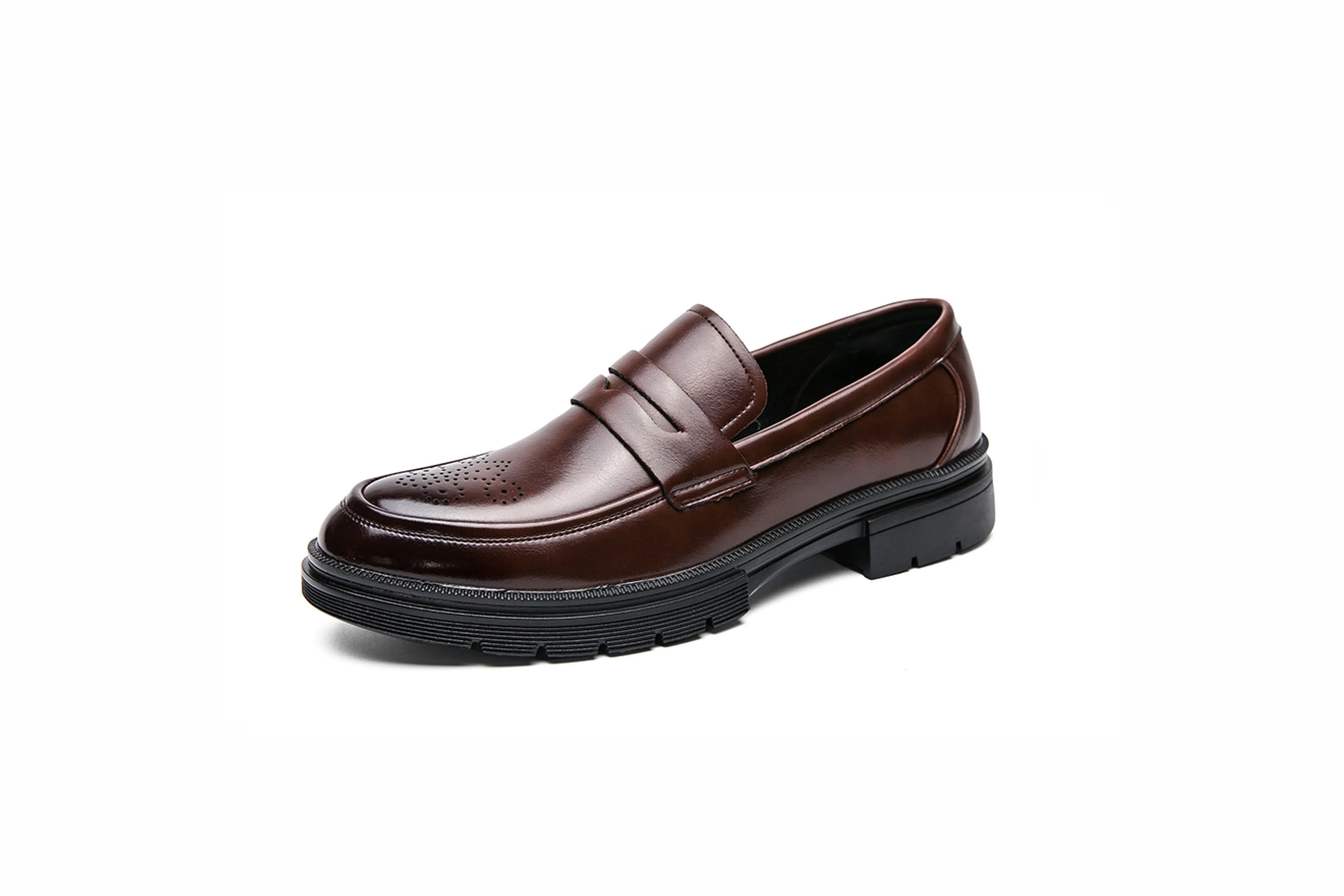 Brogued Slip-On Casual Loafers