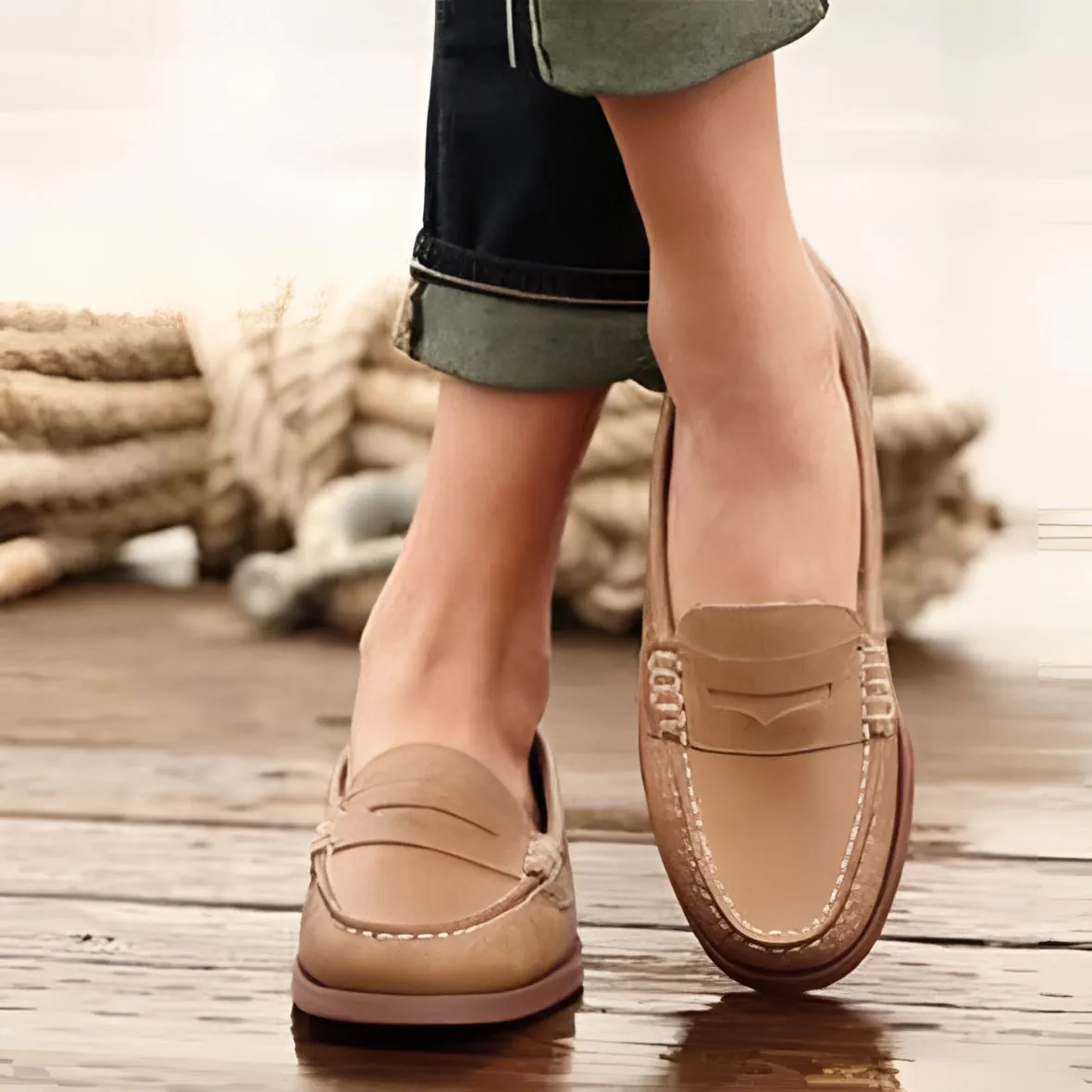 Brown Leather Men's Slip-On Loafers - Stylish & Comfortable