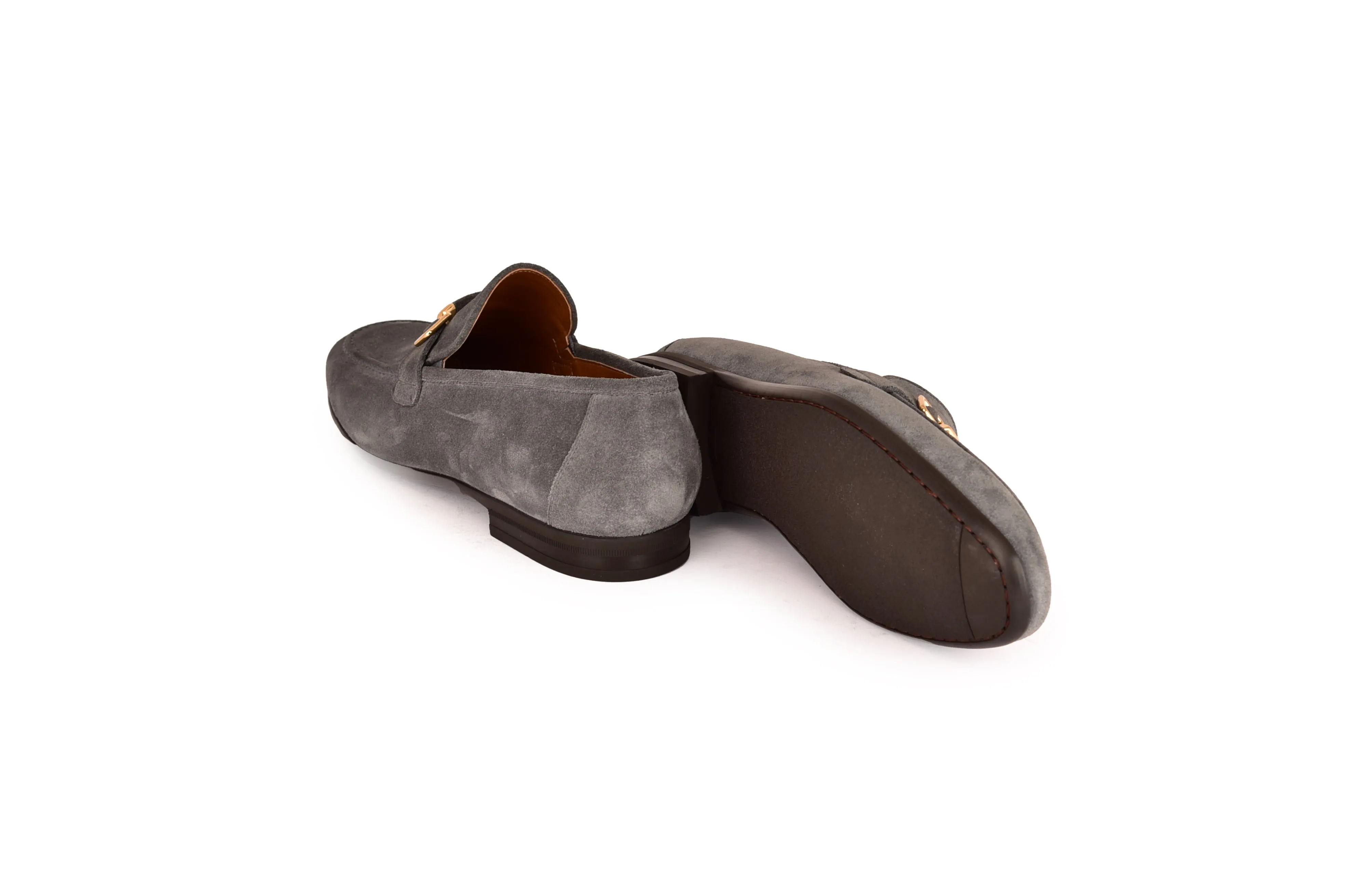 C000205- 7373S soft Suede Buckle Loafer-Grey