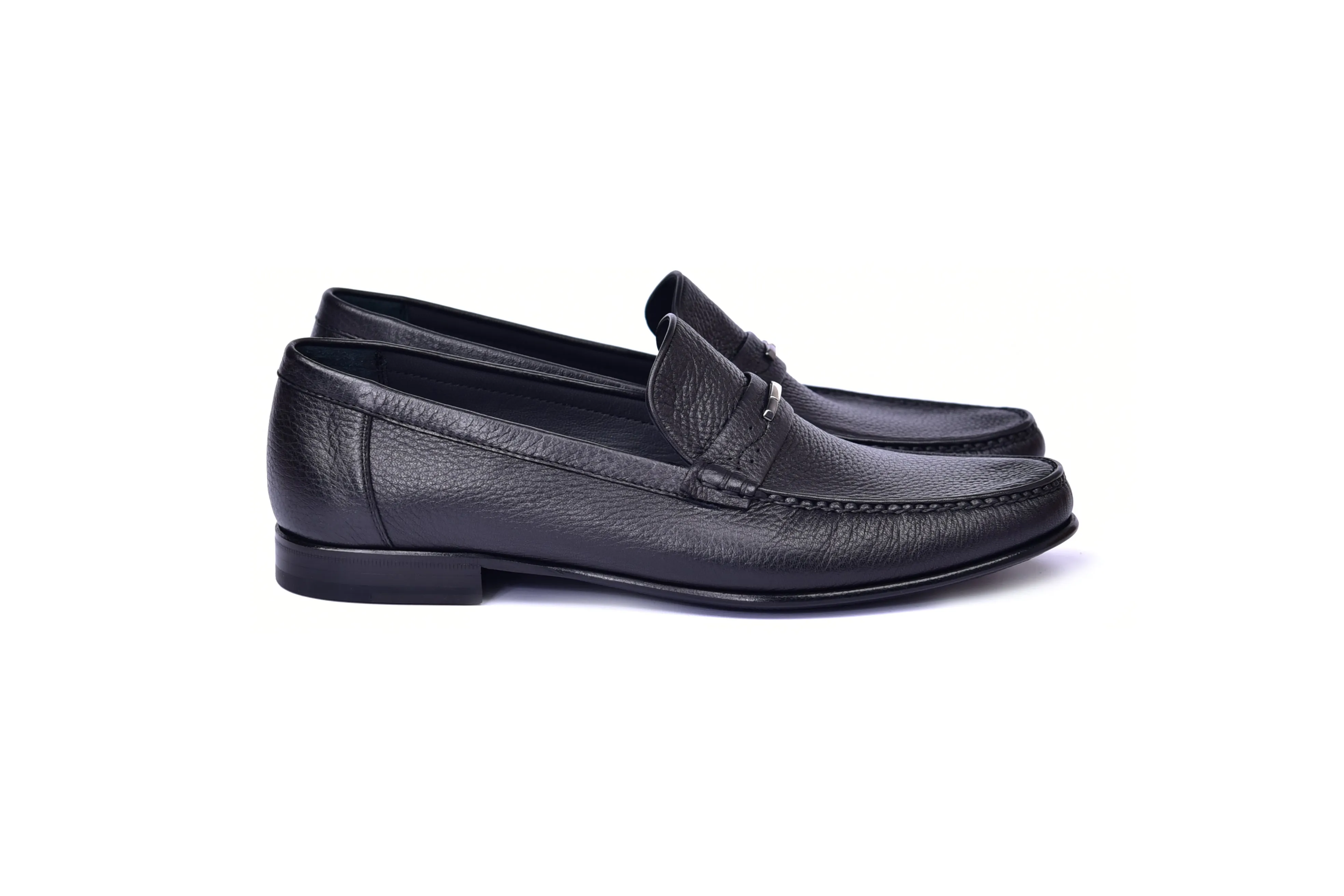 C0014059- 3898 Hand-sewn deer skin Loafer-Black