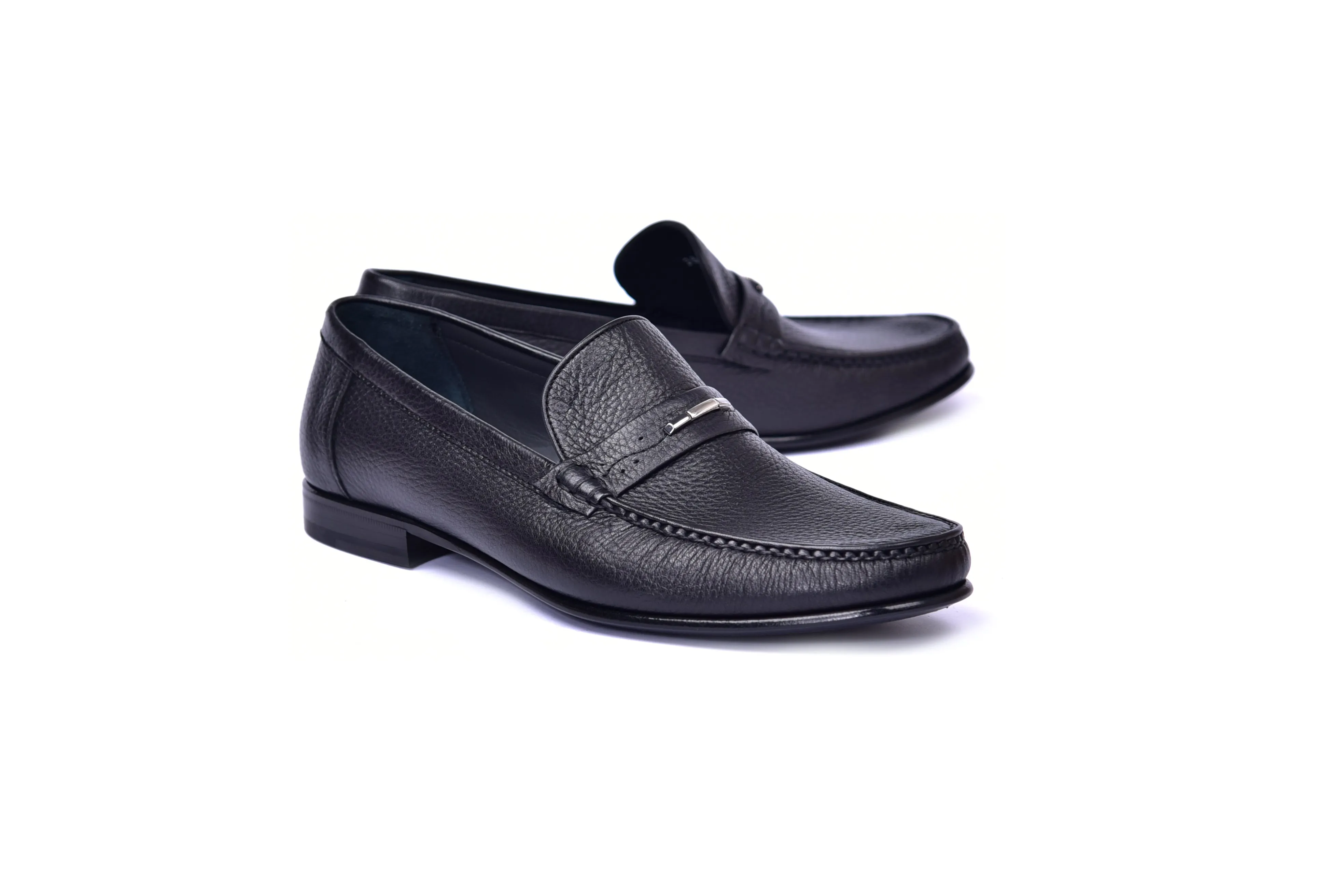 C0014059- 3898 Hand-sewn deer skin Loafer-Black