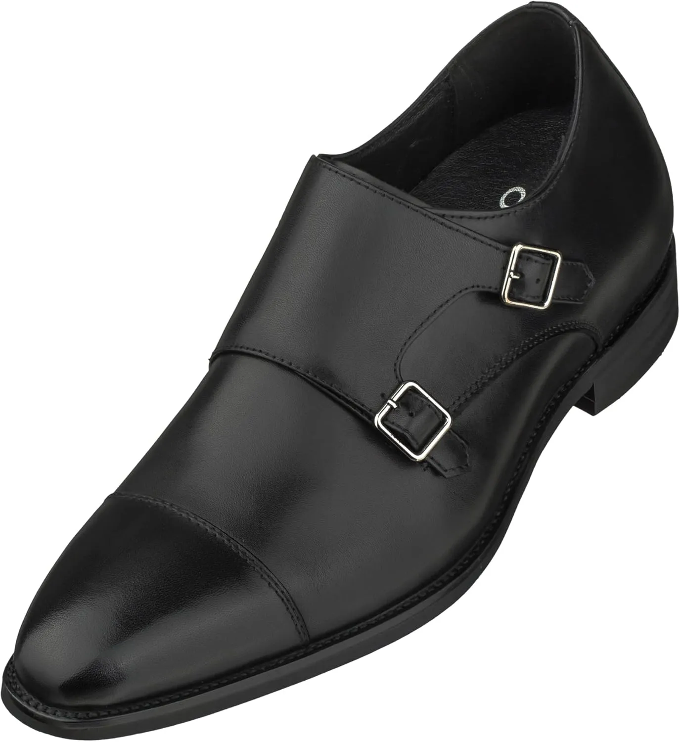 CALTO Men's Invisible Height Increasing Elevator Shoes - Black Premium Leather Slip-on Lightweight Casual Loafers - 3 Inches Taller - S3506 - Size 11 D(M) US