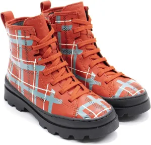 Camper Girls Brutus Leather Boot, Red White,3 M US