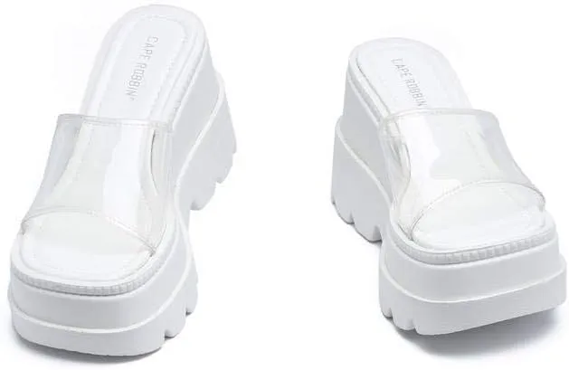 Cape Robbin Gardener Platform Clogs Slippers for Women, Women?s Fashion Comfortable Slip On Slides Shoes (White Onyx, Numeric_9)