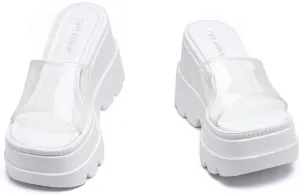 Cape Robbin Gardener Platform Clogs Slippers for Women, Women?s Fashion Comfortable Slip On Slides Shoes (White Onyx, Numeric_9)