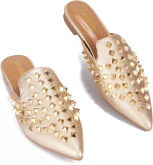 Cape Robbin Sierra Rhinestone Gem Pointy Toe Mule Flats (Sierra)