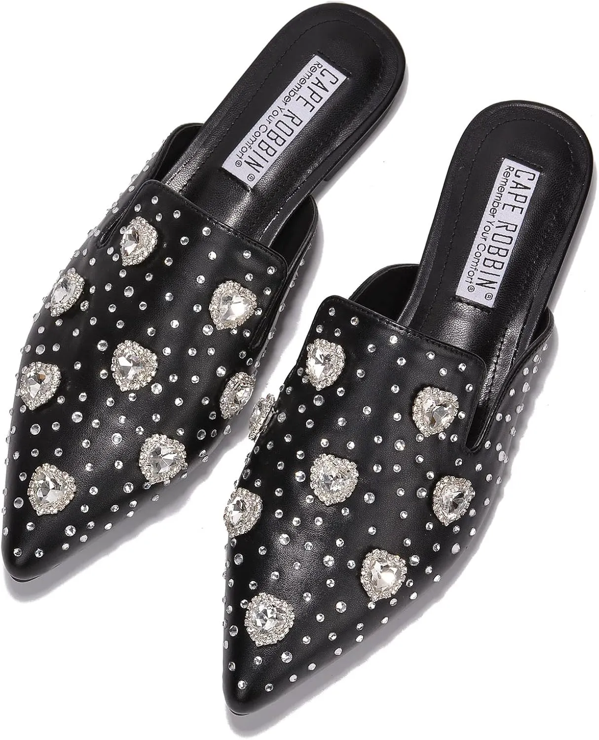 Cape Robbin Sierra Rhinestone Gem Pointy Toe Mule Flats (Sierra)