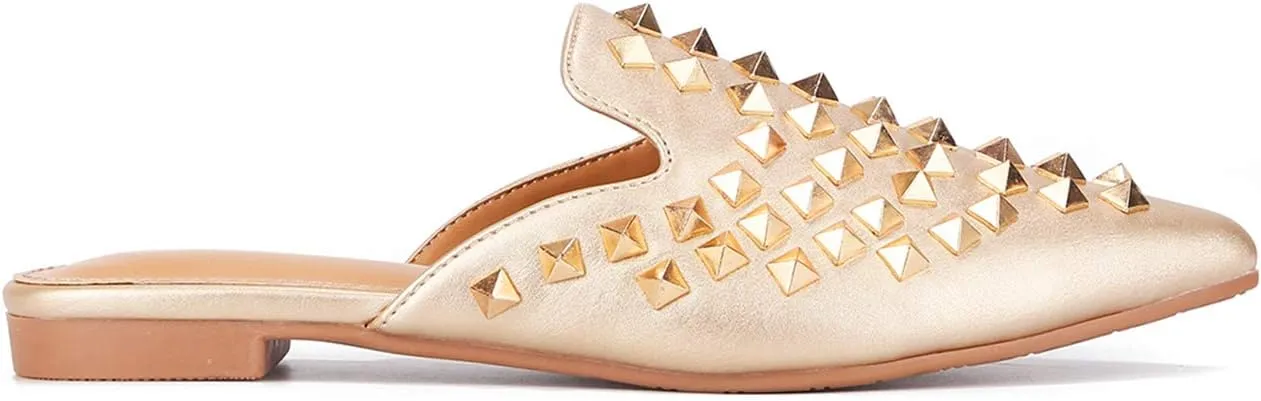 Cape Robbin Sierra Rhinestone Gem Pointy Toe Mule Flats (Sierra)