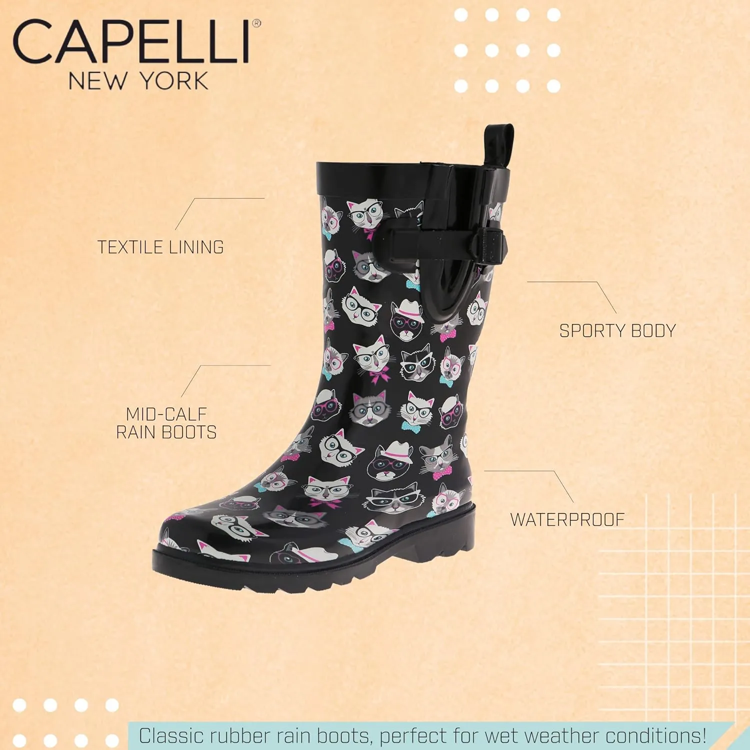 Capelli New York Ladies Mid-Calf Rubber Rain Boots