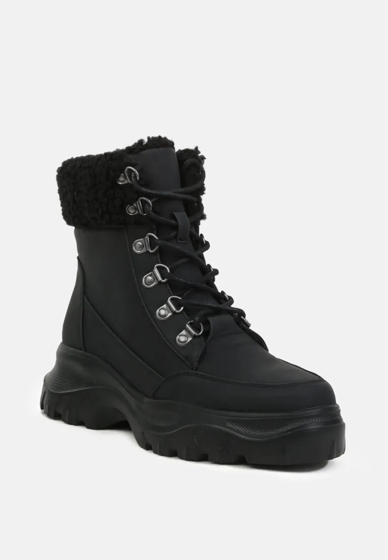 carla cushioned collared lace-up ankle boots