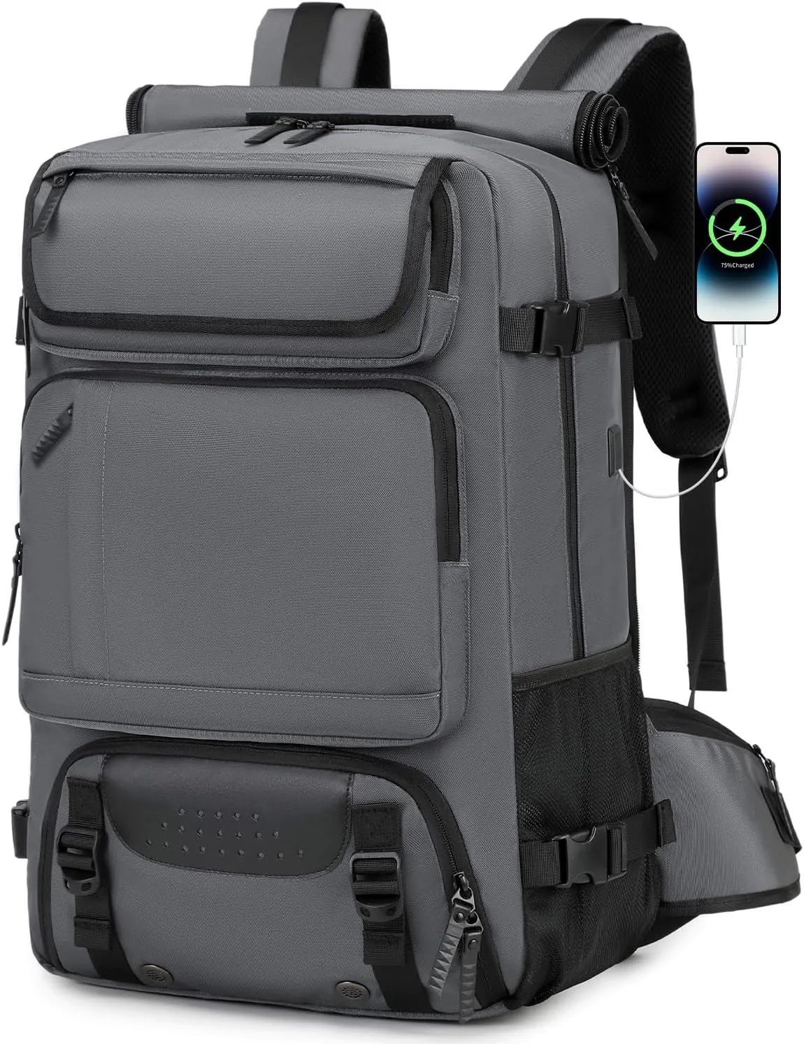 Carry on Travel Backpack for Men Airline Approved Duffle Backpack Convertible Nylon Luggage Bag Gray
