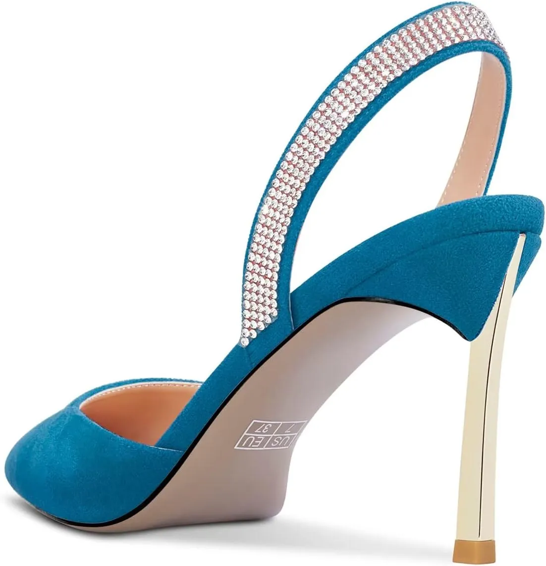 Castamere Women High Stiletto Heel Diamond Crystal Pointed Toe Pumps Slingback Slip-on Suede 8.5 CM Shoes