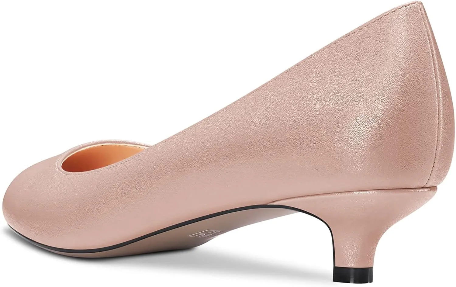 Castamere Women Stiletto Low Kitten Heel Round Toe Pumps Slip-on Cute Office 1.4 Inches Heels Shoes