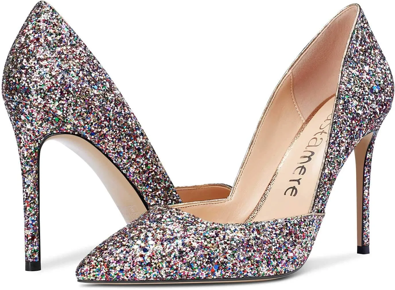 Castamere Womens D'Orsay Slip On High Heels Pumps Elegant Pointy Toe Stilettos 10CM Heel Shoes