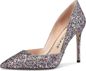 Castamere Womens D'Orsay Slip On High Heels Pumps Elegant Pointy Toe Stilettos 10CM Heel Shoes
