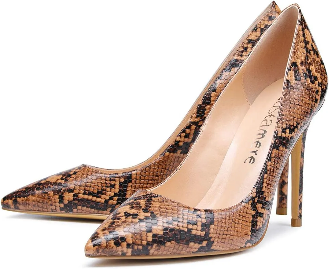 Castamere Womens High Heels Pointed-Toe Slip-on Stilettos Pumps 4Inch Heel Shoes