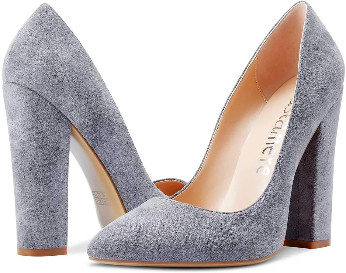 Castamere Womens Sky High Block Heels Pumps Pointed Toe Slip-on 4.7 Inch Heels Shoes