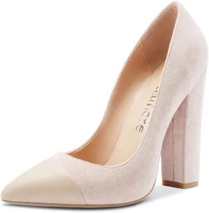 Castamere Womens Sky High Block Heels Pumps Pointed Toe Slip-on 4.7 Inch Heels Shoes