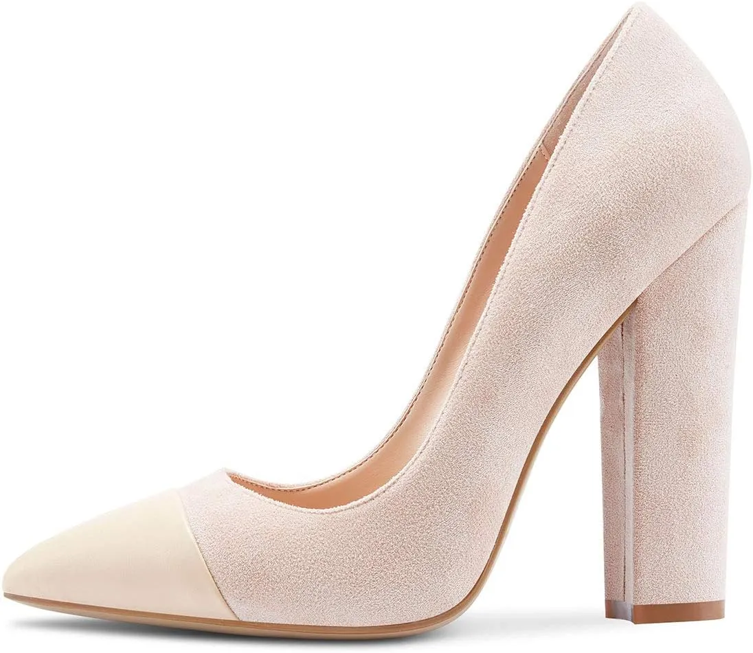 Castamere Womens Sky High Block Heels Pumps Pointed Toe Slip-on 4.7 Inch Heels Shoes