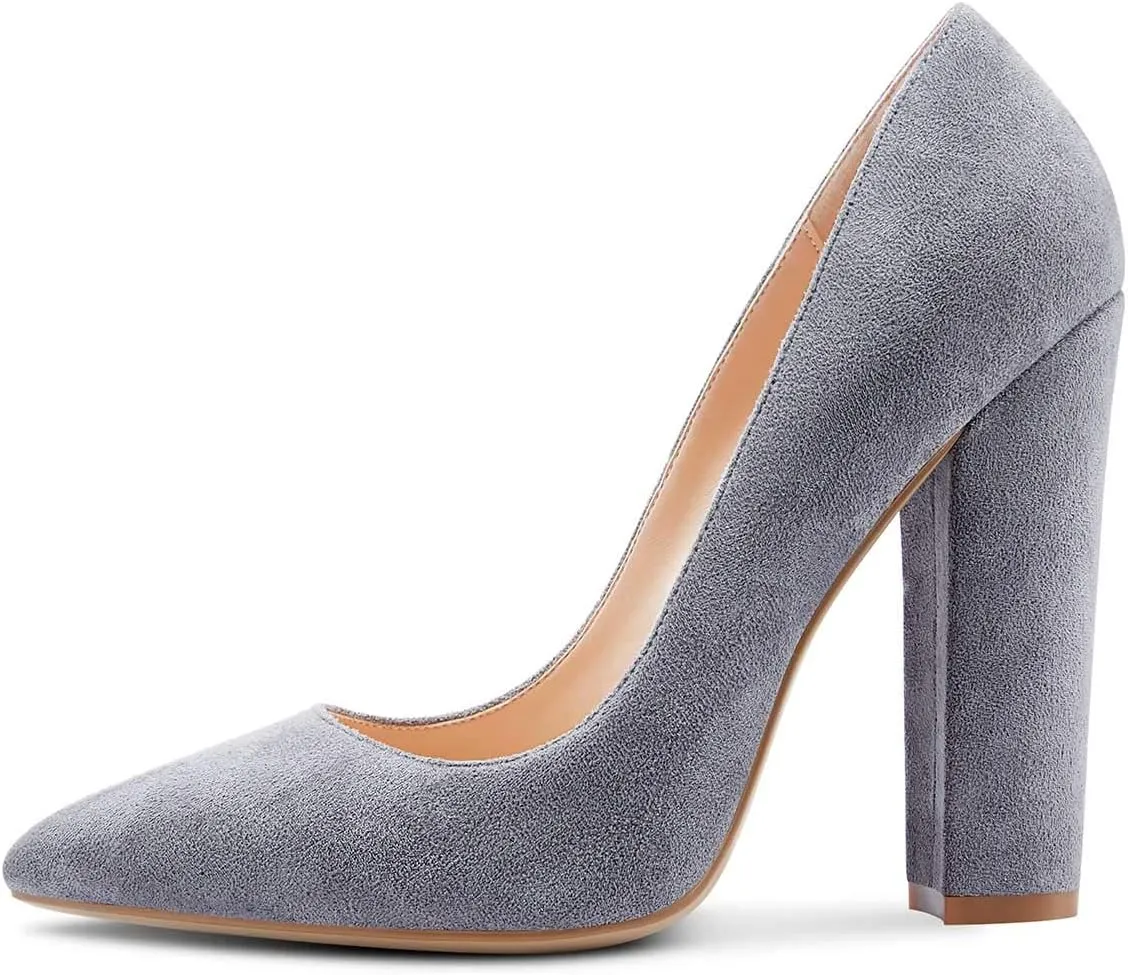 Castamere Womens Sky High Block Heels Pumps Pointed Toe Slip-on 4.7 Inch Heels Shoes