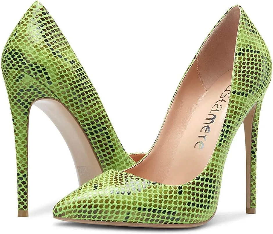 Castamere Womens Sky High Heels Basic Pumps Pointed-Toe Slip-On Stilettos 12CM Heel Shoes