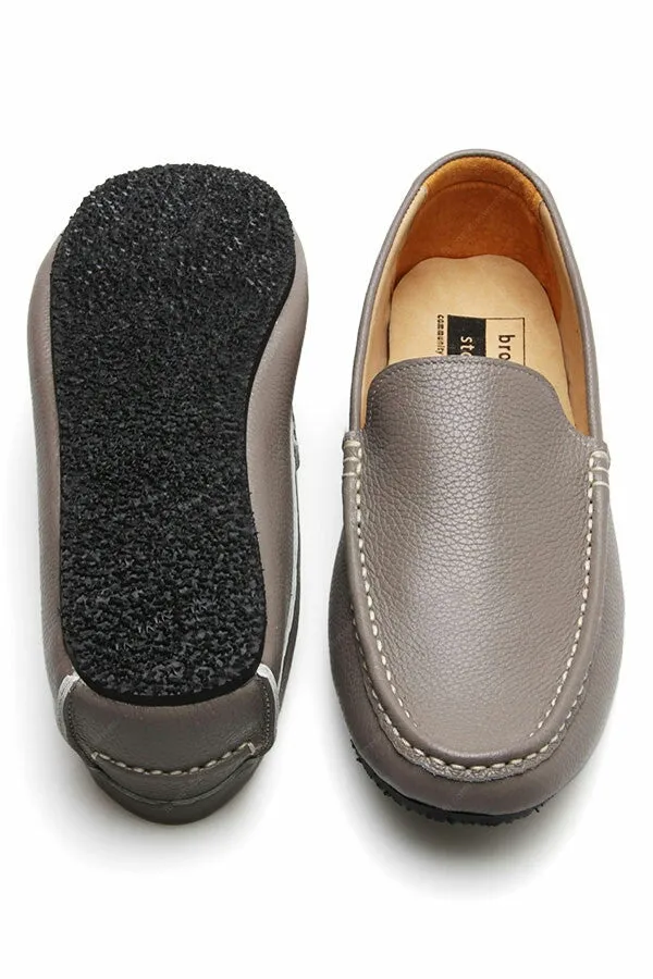 Casualist Leather Loafer Wrinkle Soft Stone Grey