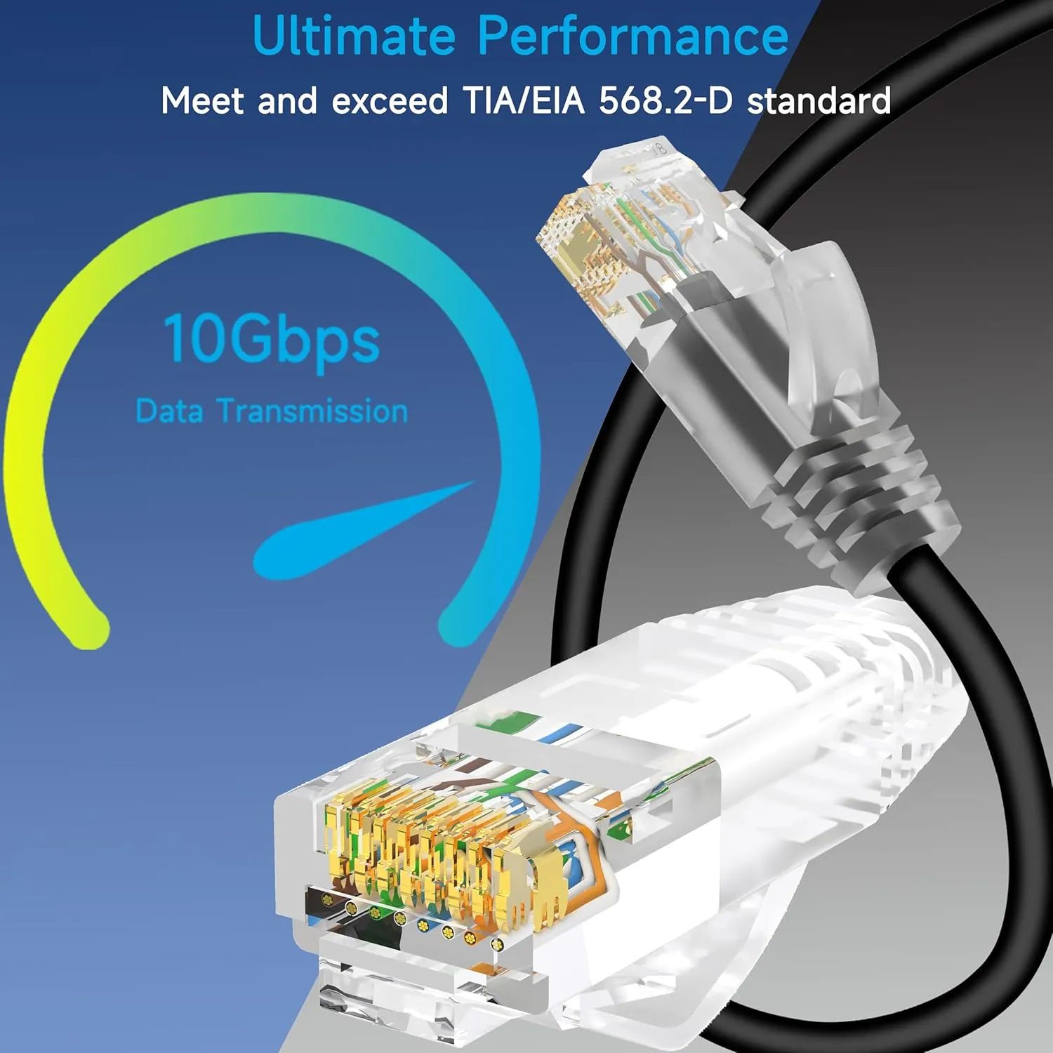 Cat6a Slim Ethernet Patch Cable 3 ft (24 Pack), Cat6a for Data Centers & Home/Enterprise Networks - Black
