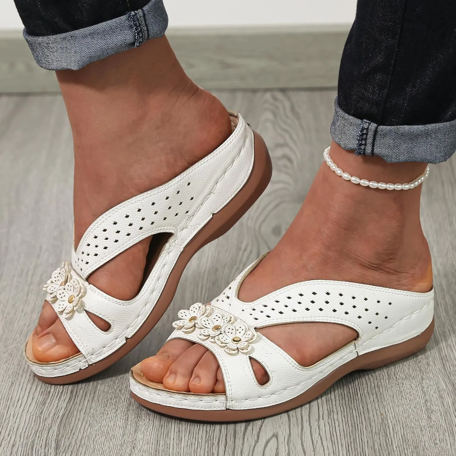 Cathalem Sandals for Women 2024 Comfortable Wedge Shoes Slip On Dressy Summer Slides Sandals Lightweight Memory Foam
