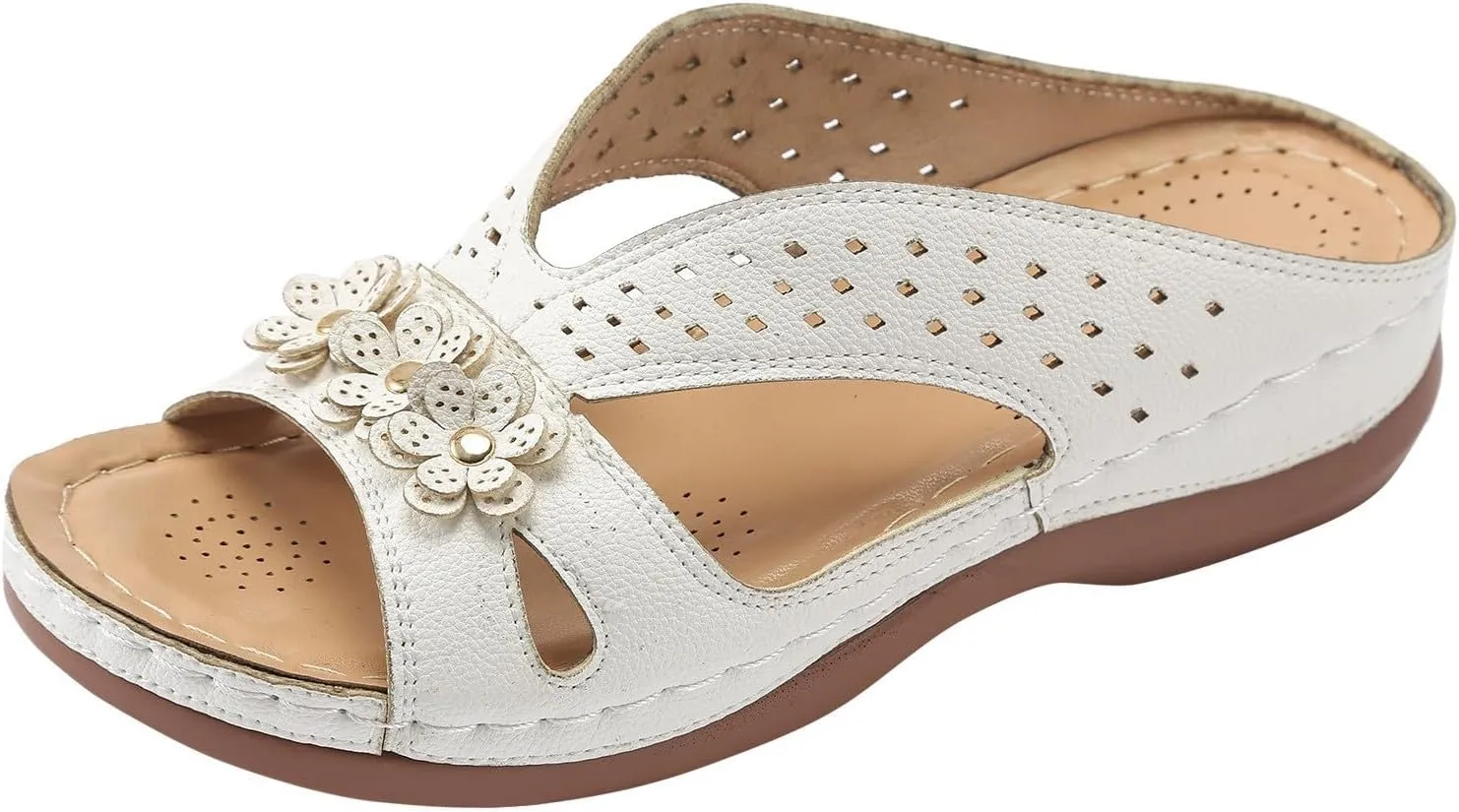 Cathalem Sandals for Women 2024 Comfortable Wedge Shoes Slip On Dressy Summer Slides Sandals Lightweight Memory Foam