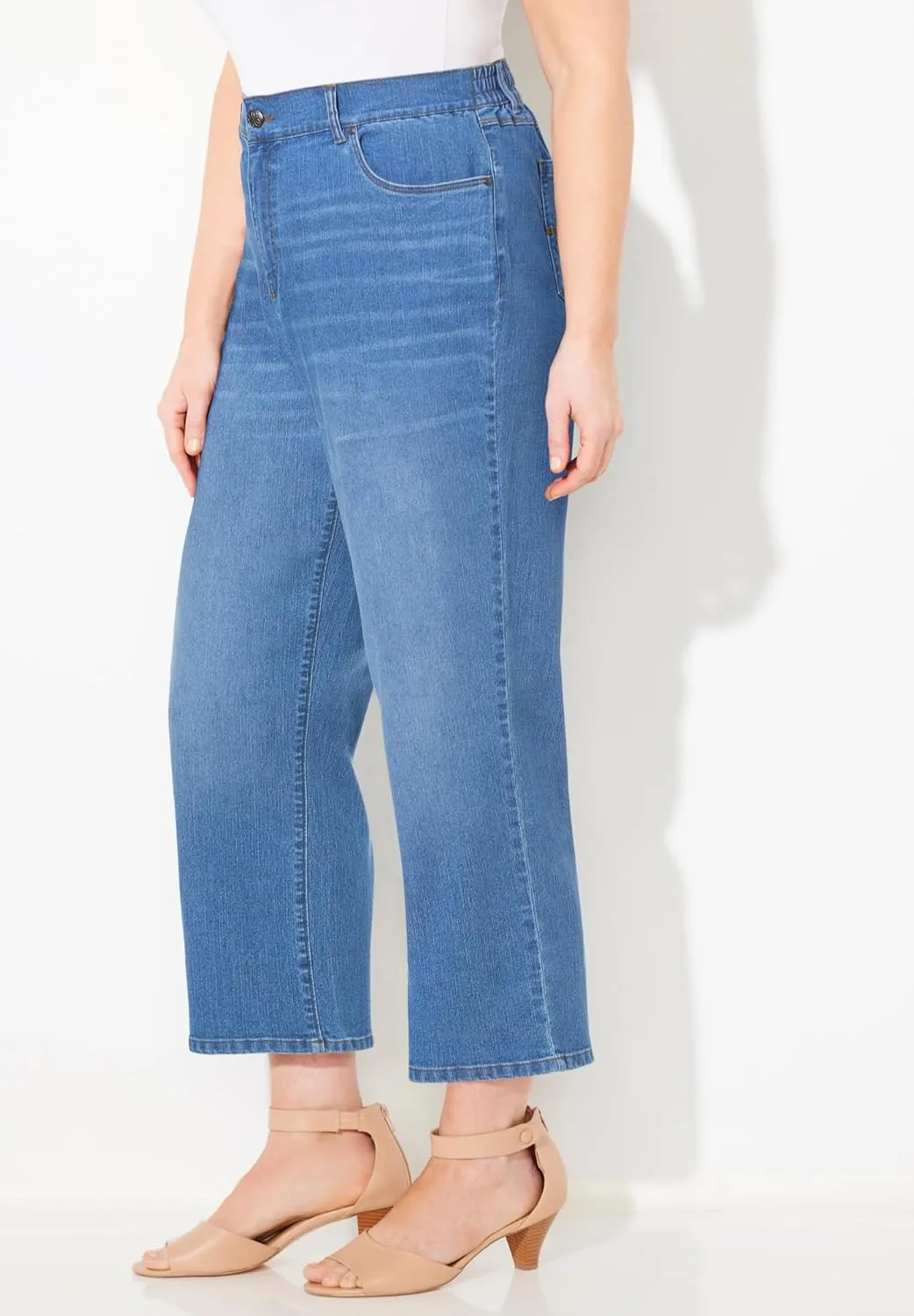 Catherines Women's Plus Size Right Fit Curvy Crop Jean