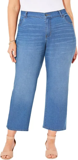 Catherines Women's Plus Size Right Fit Curvy Crop Jean