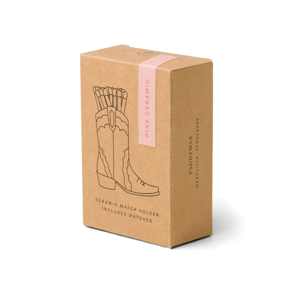 Ceramic Cowboy Boot Match Holder