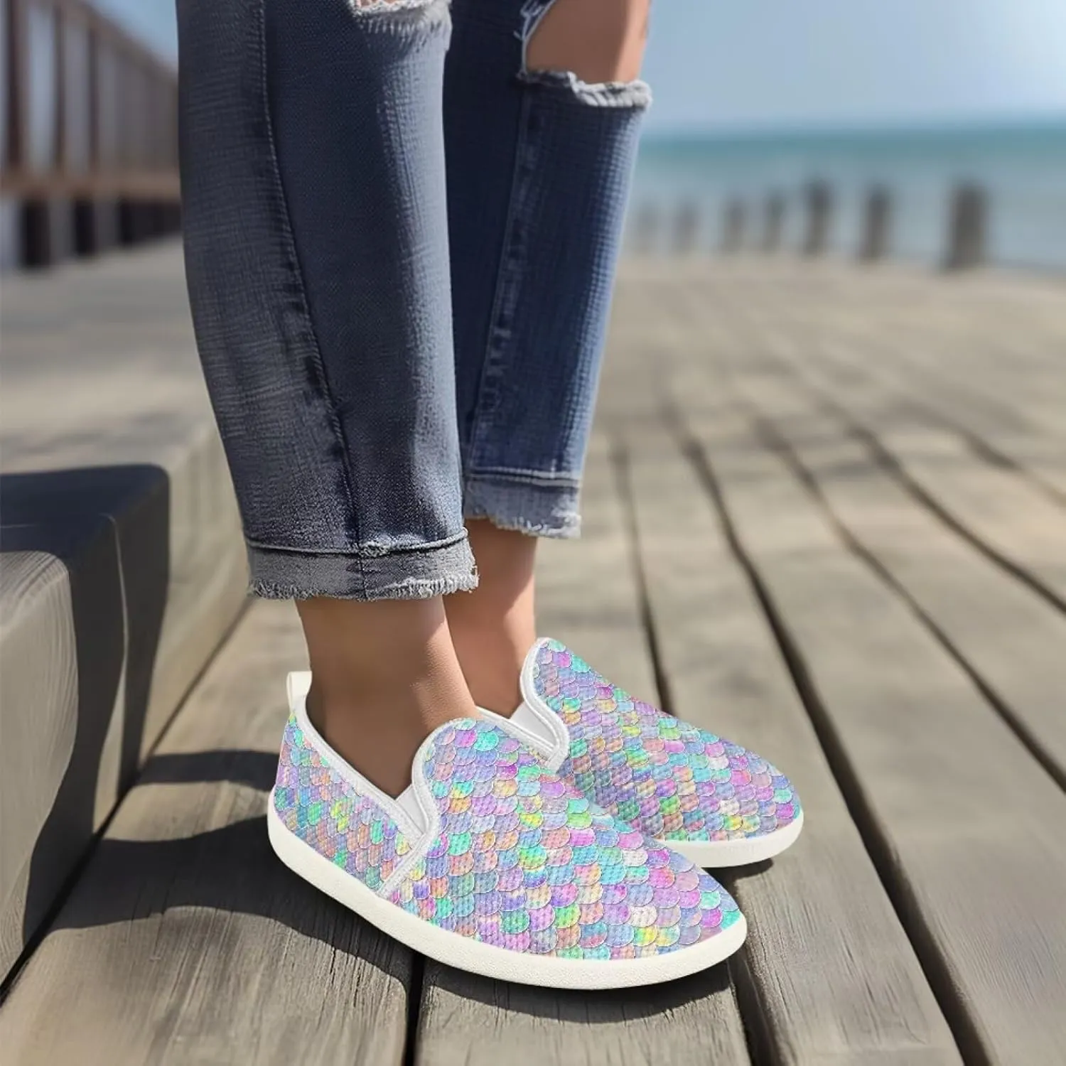 chaqlin Loafers for Women Flat Drop in Low Top Clipper Slip On Beach Travel Comfy Tennis Shoes Fashion Dress Loafers