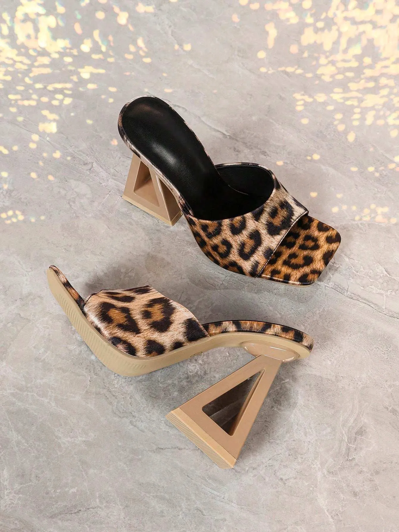 Chic Sophistication: Asymmetric Heel Square Toe Slip-On Dress Sandals