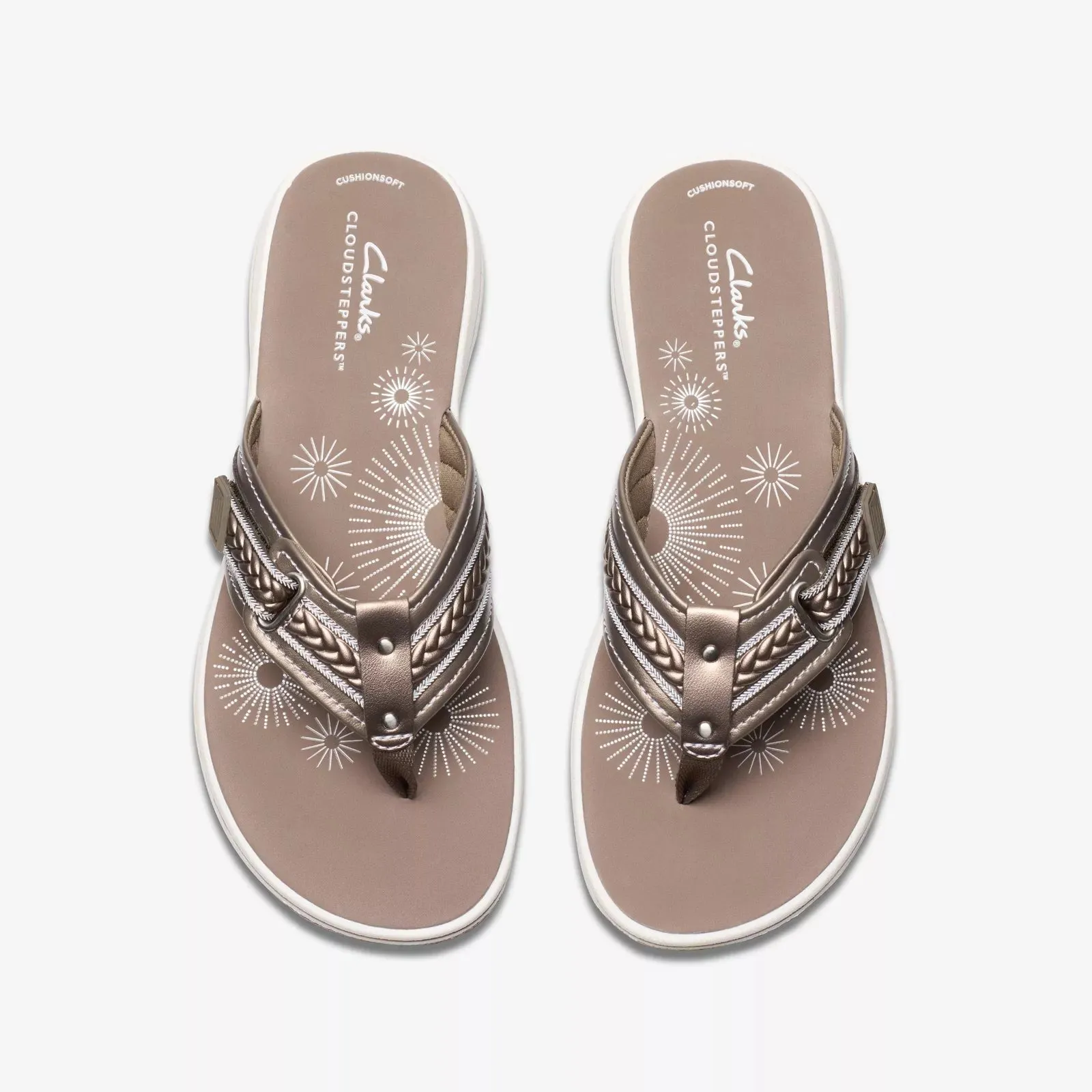 Clarks Women's Breezey Sun H Comfortable Braided and Stitching Strap Slip-On Sandal, Pewter 26182353