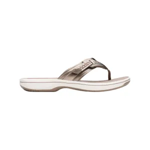 Clarks Women's Breezey Sun H Comfortable Braided and Stitching Strap Slip-On Sandal, Pewter 26182353