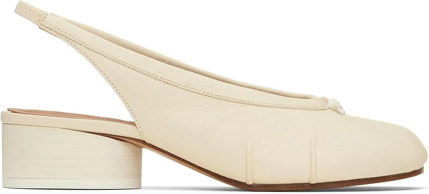 ClassicSter Split Toe Shoes for Women Low Chunky Slingback Heels Japanese Tabi Shoes Comfortable Dress Pumps