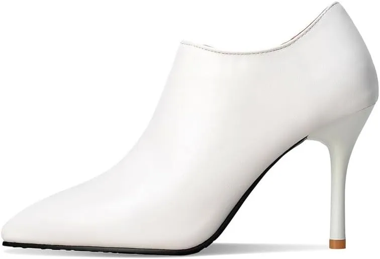 ClassicSter Womens Pointed Toe Stiletto Ankle Boots Front V High Heel Back Zip Booties