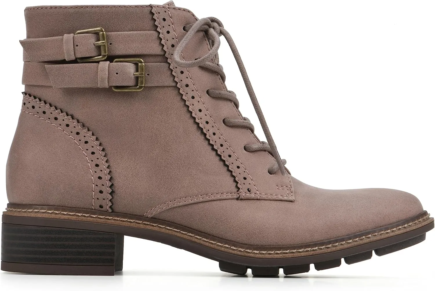 CLIFFS BY WHITE MOUNTAIN Women's Shoes Elibeth Stacked Heel Lace-Up Ankle Bootie