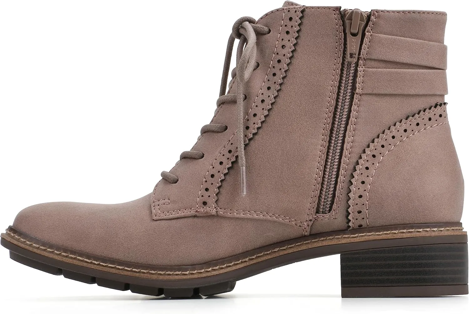 CLIFFS BY WHITE MOUNTAIN Women's Shoes Elibeth Stacked Heel Lace-Up Ankle Bootie