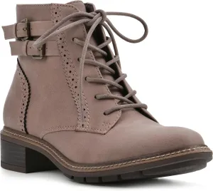 CLIFFS BY WHITE MOUNTAIN Women's Shoes Elibeth Stacked Heel Lace-Up Ankle Bootie