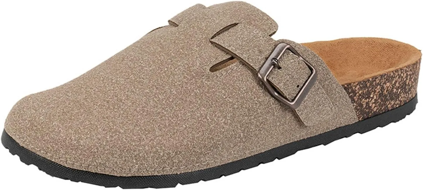 Clogs for Women Platform Suede Soft Clogs Classic Cork Clog Antislip Slippers Waterproof Mules House Sandals Buckle